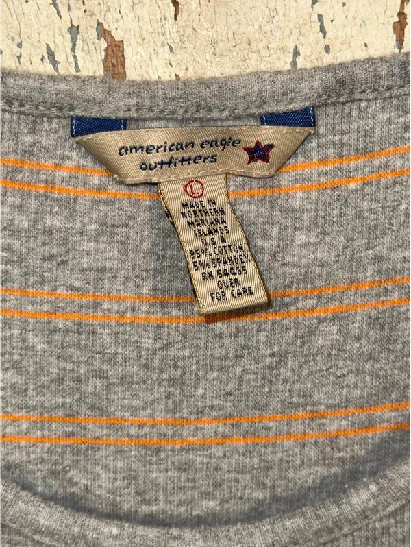 Vintage American Eagle Striped tank dress size Large gray with orange stripes - Image 3