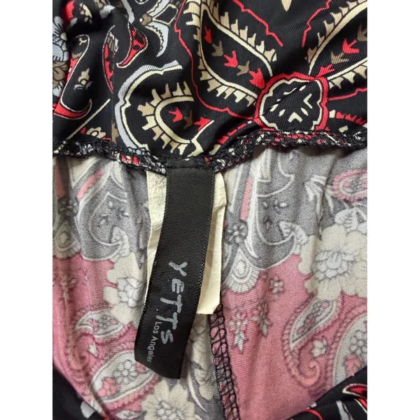 Yetts Los Angeles Womens Red Black Paisley Floral Wide Leg Palazzo Pants Large - Image 2
