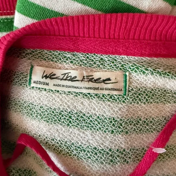 FREE PEOPLE Classic Striped Oversized Crewneck Pink Clover Combo Size M - Image 10