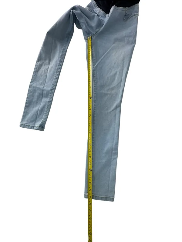 Isabel Maternity by Ingrid & Isabel Light Blue Skinny Jeans with Black Waistband - Image 2
