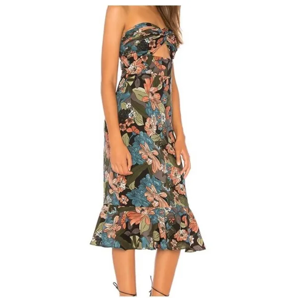 About Us Chloe Multicolor Floral Cut Out Front Strapless Midi Sundress Size XXS - Image 2