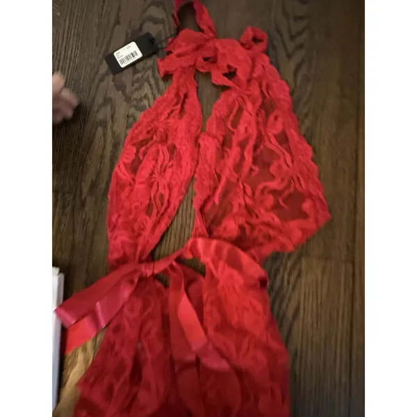 Mapale Bow Lace Babydoll Chemise & Thong Set Sz L/XL NWT - Image 10