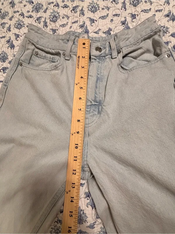 H&M Light Blue Wash size 4 TALL high waist wider leg 100% Cotton - Image 6
