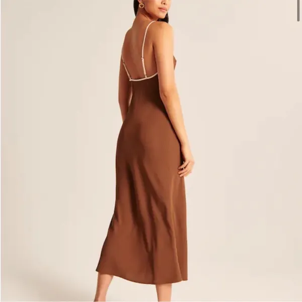 Abercrombie & Fitch Brown Slip Maxi Dress NWT - Image 4