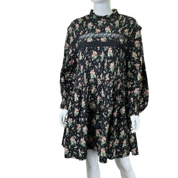 Pilcro Anthropologie NWT Large Long‎ Sleeve Mock Neck Swing Mini Dress Floral - Image 12