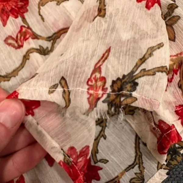 Free People Women's Keeping Up With Kara Floral Tunic Top Ivory Red Size Medium‎ - Image 6