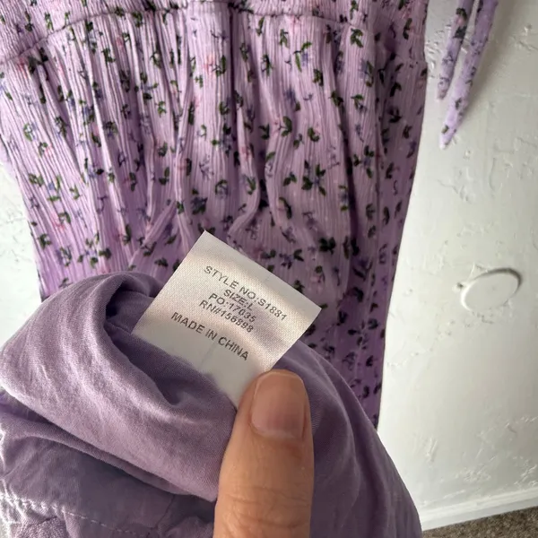 Reborn J Large Purple Floral Cottage Smocked Babydoll Midi‎ Dress Kentucky Derby - Image 6