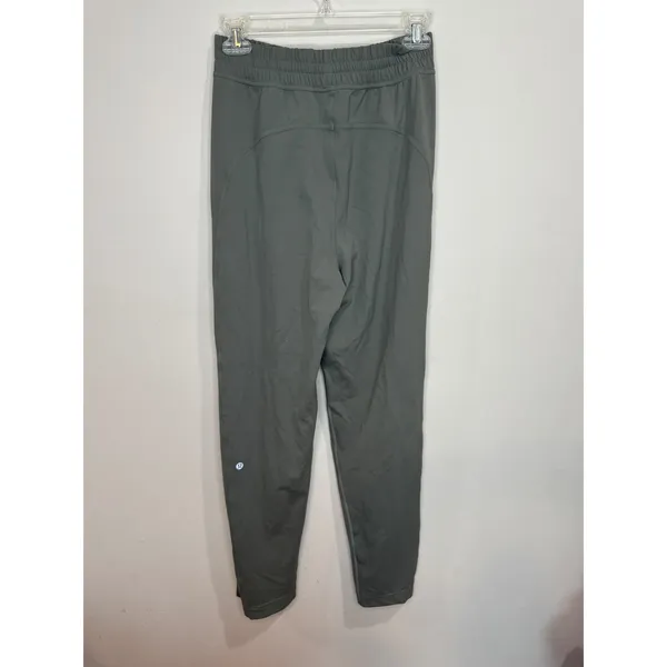 Lululemon Everlux High-Rise Zip-Leg Track‎ Pant Full Length Sz 4 Gray Sage - Image 4