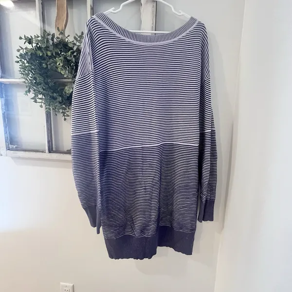 Anthropologie Daily Practice Knit Tunic‎ Dress Blue Stripe, Cotton, XL - Image 10