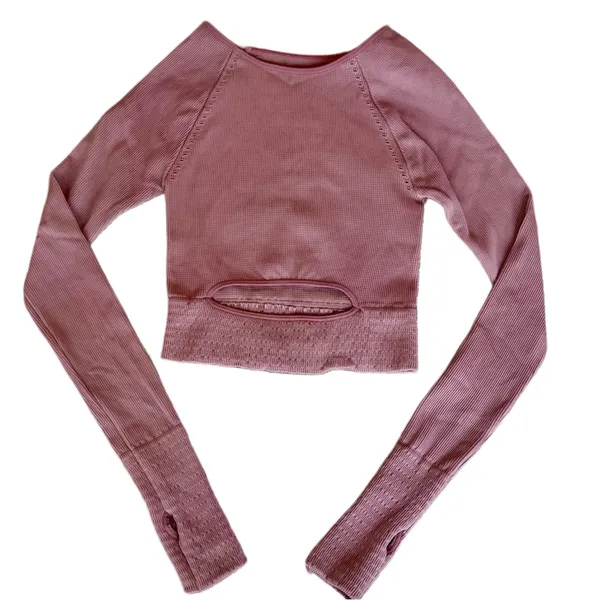Free People Movement Baby Pink Cut It Out Long Sleeve Active Workout Top XS/S - Image 4