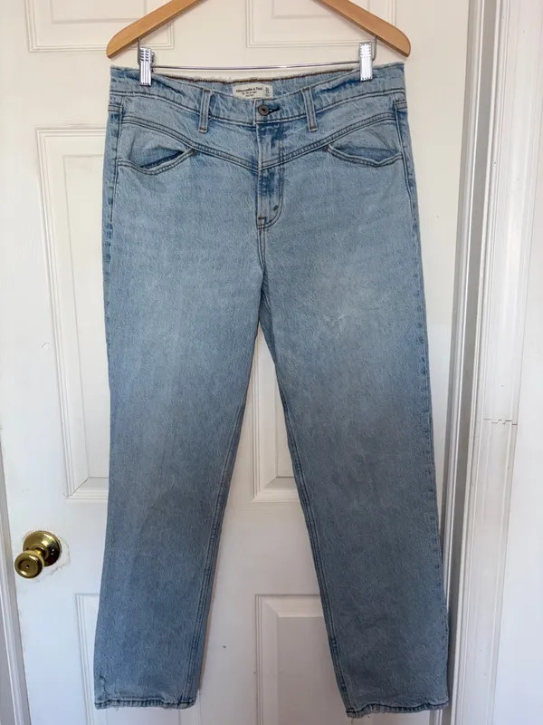 Abercrombie & Fitch The 90’s Straight Mid-Rise Jeans Blue Size 12 - Image 4
