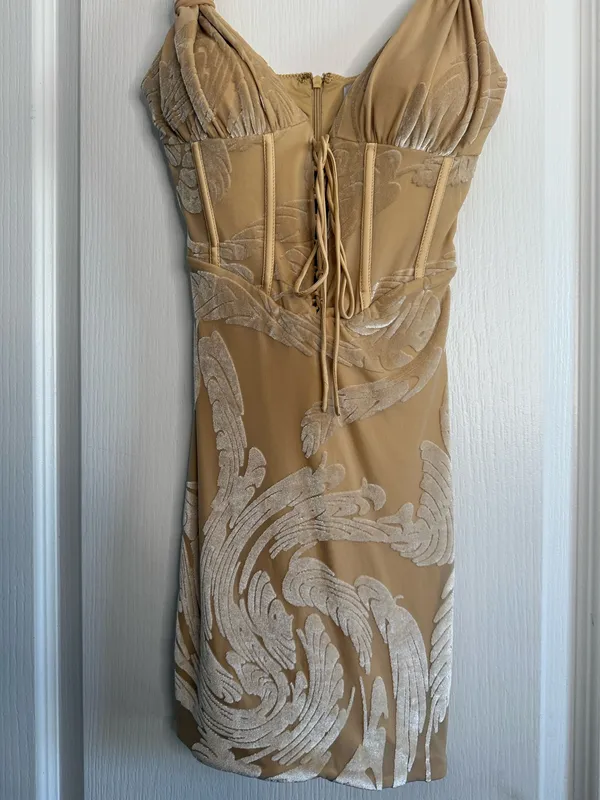 Oh Polly Tan & White Mini Dress Size 2 - Image 5