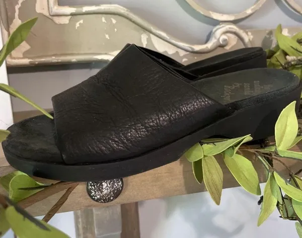 Rockport Black Leather The Walking Sandal Slides Womens 7W - Image 3