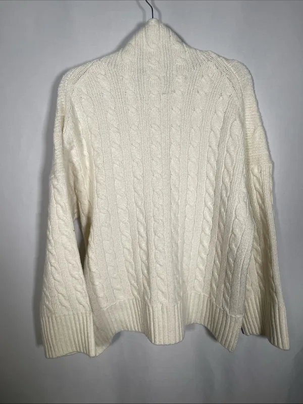 Abercrombie & Fitch Womens Ivory White Cable Knit Turtleneck Sweater Large - Image 4