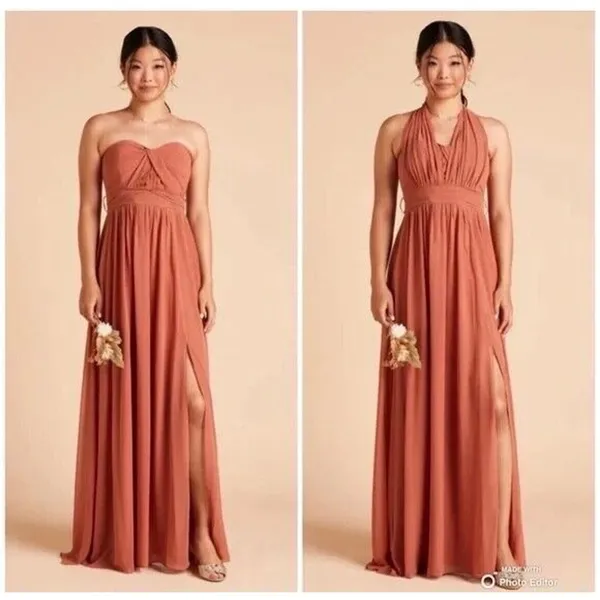 Birdy Grey Convertible Bridesmaid Dress Terracotta Orange Maxi Gown Medium - Image 2