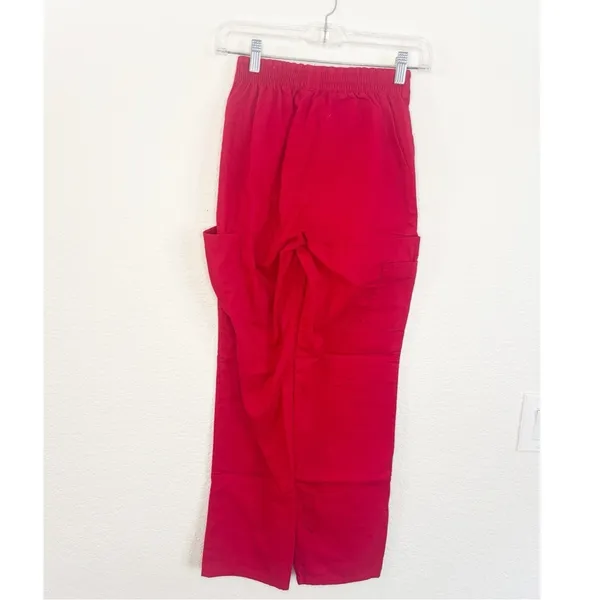 Dickies Medical Scrub Pants XXS Red Elastic Waist Cargo‎ Utility Trousers 86106 - Image 2