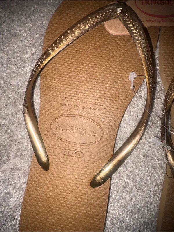 Havaianas Women’s Flip Flops - Brown with Metallic Gold Straps - Image 3