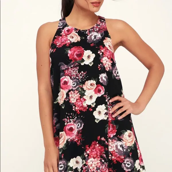NWOT Lulus Casual Floral Mini Black Dress Size XS - Image 3