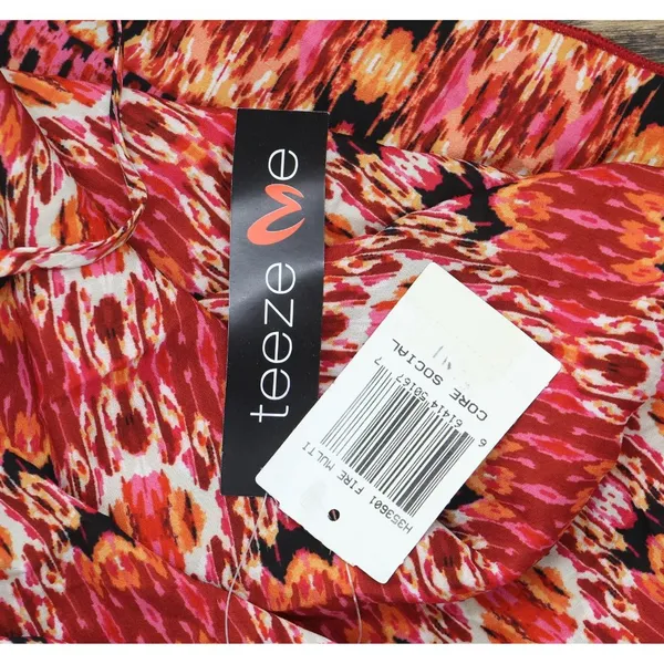 NWT Teeze Me Juniors Spaghetti Strap Tribal Bandeau Dress Fire Red Multi S - Image 6