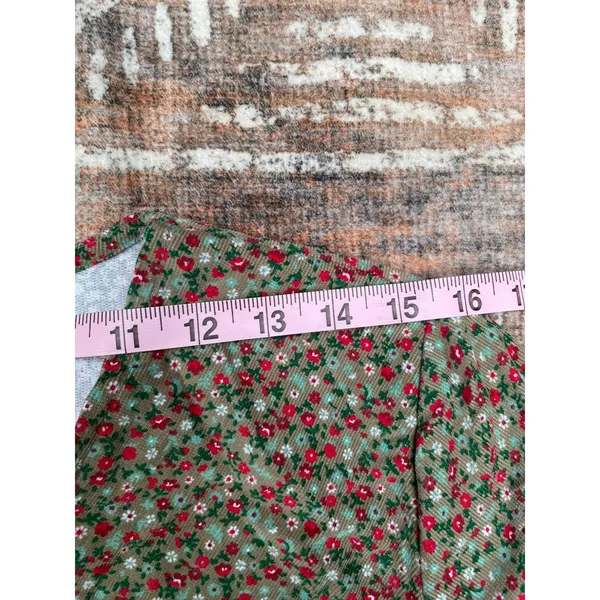 Modest Cottagecore Midi Dress Ditsy Floral Corduroy Pinwale Handmade Prairie - Image 12