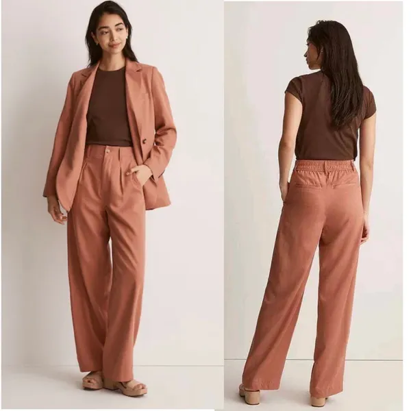 Madewell Neale Straight-Leg Pant Drapeweave Dried Rose High Rise Sz 6 859 - Image 2