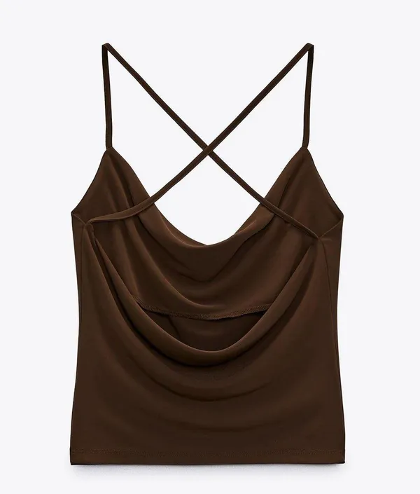ZARA Brown Flowing Flowy Tank Top Blouse - Image 7