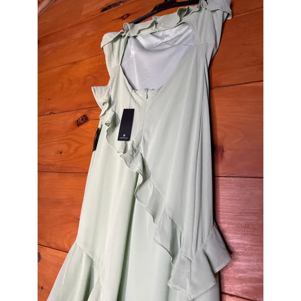 NWT Lulus Dramatic Allure Sage Green Ruffled Cutout Strapless Maxi Dress Sz XL - Image 6