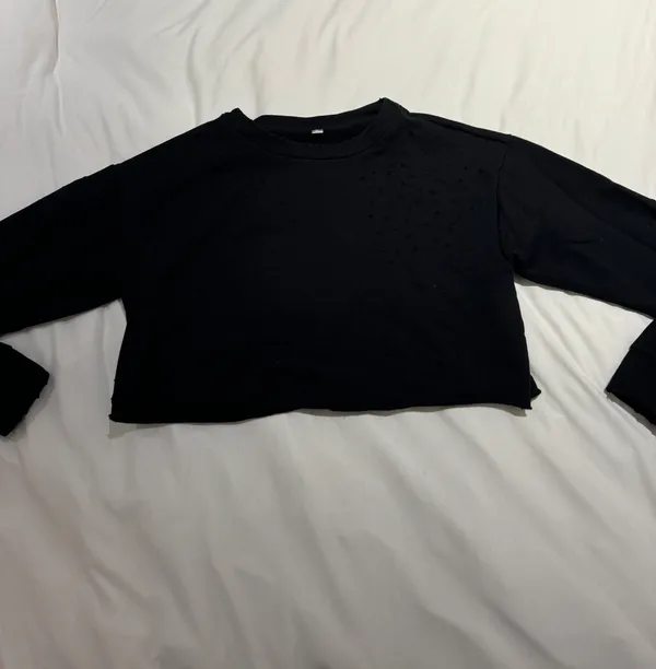 Distressed Cropped Sweatshirt - Image 2