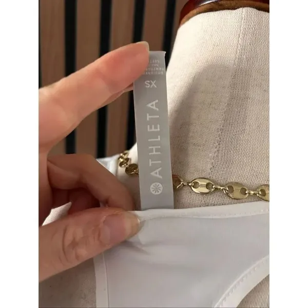 Athleta white mesh shirt workout side crunch size XS - Image 4