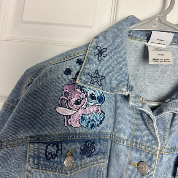 Disney Blue‎ Jean Jacket with Embroidered Designs - Image 6