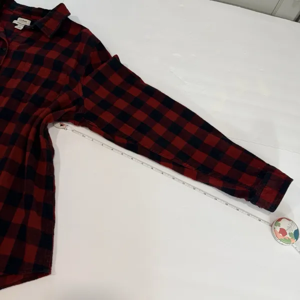 LL Bean Red Buffalo Check Plaid Cotton Flannel Shirt Relaxed Fit Pocket Size XL - Image 7
