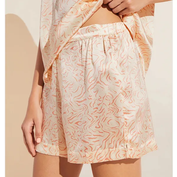 Eberjey Inez Silk Pajama Set XS NWT Ivory Blush Print Boxer Shorts Sleep Set - Image 3