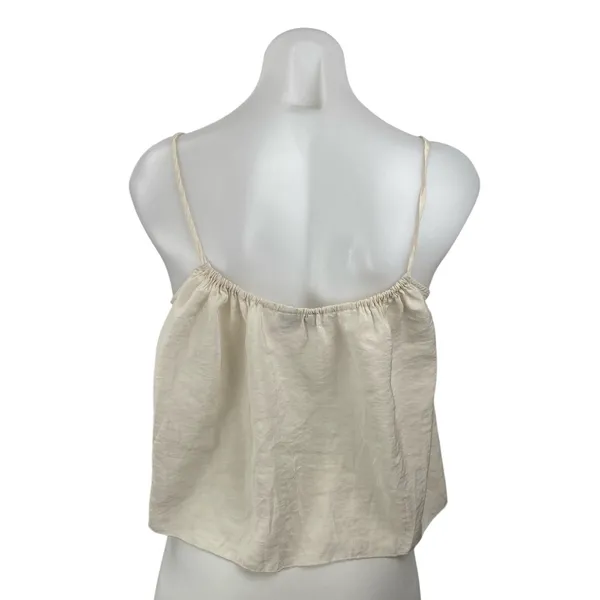 J.Crew Women's Cream Sleeveless Tie Scoop Cami Camisole Cropped Tank Top Size M - Image 4