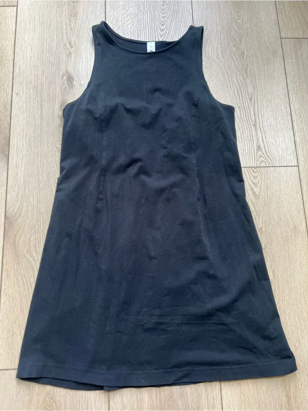 Lululemon Organic Cotton Cinched-Waist Dress Black Size Medium Sleeveless Shift - Image 9