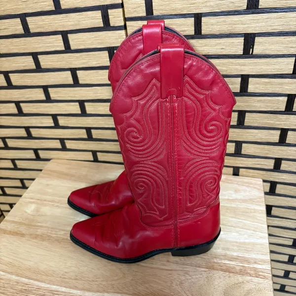 Vittorio Ricci Red Western‎ Cowgirl Boots Size 5 - Image 2