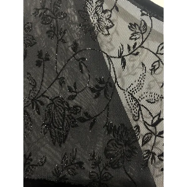 Vintage 90s Robbie Bee Black Velvet Maxi Dress Sheer Lace Gothic Glam Sz 10 - Image 9