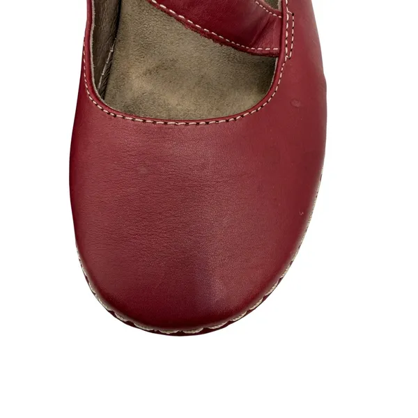 Vionic Judith Flat Mary Jane‎ Women 7 Red Burgundy Leather Orthaheel Support - Image 6