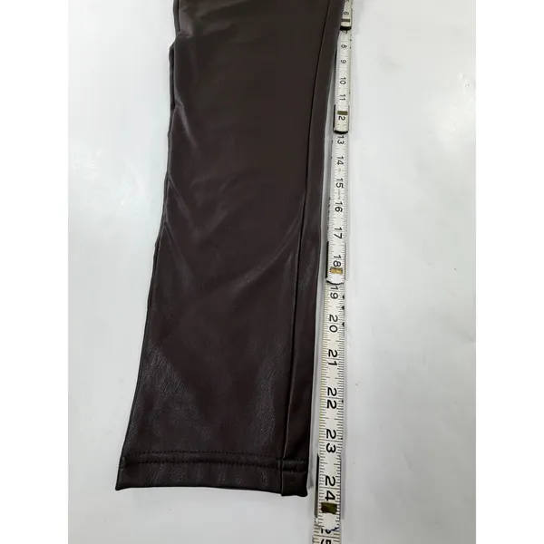 Shinestar Womens Brown Faux Leather High Rise Tapered Pants Size M SP5196 - Image 6