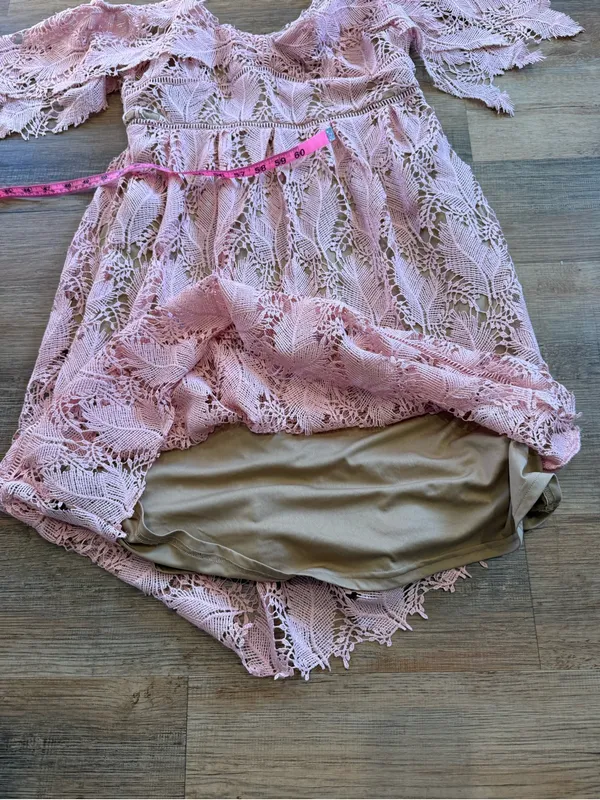Motherhood Maternity Pink Lace Off-Shoulder Midi Maternity Dress M - Image 6