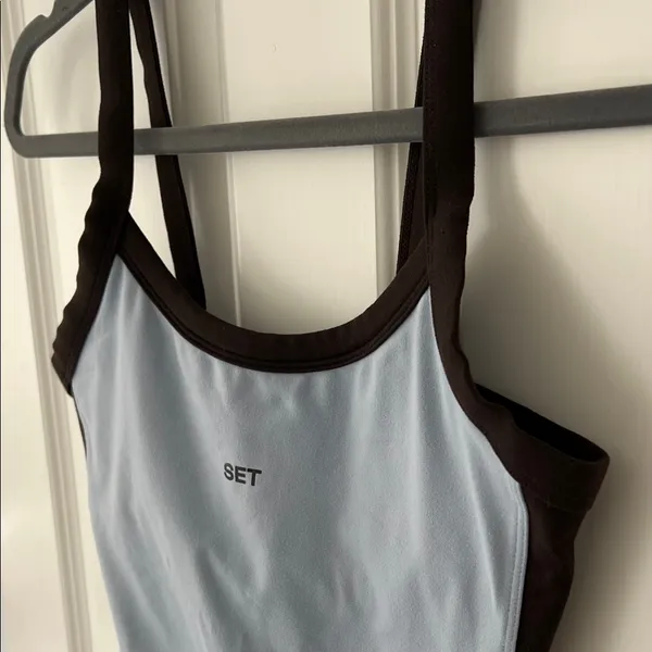 Set Active Contrast-Trim Light Blue Tank Top - Image 3
