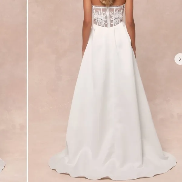 LULU's Bridal Wedding Chic Modern Sexy Floral Bustier Mermaid Trumpet Gown - Image 6