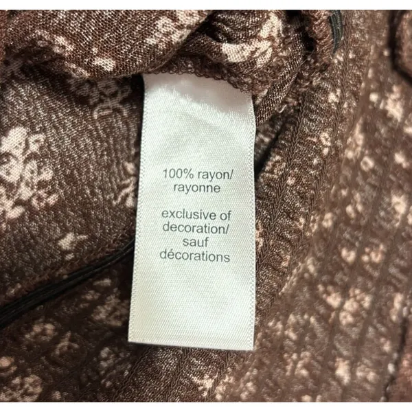 Maurices Boho Floral Blouse Brown Smocked Waist Surplice Neck‎ Cottagecore XXL - Image 7