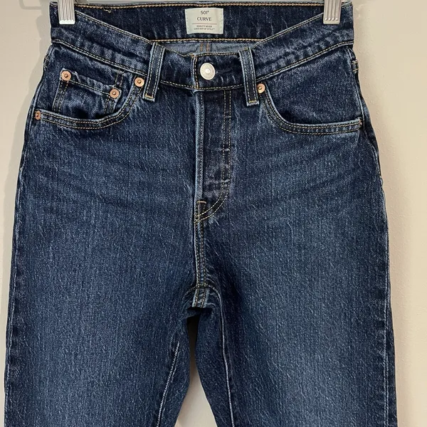 Levi's 501 Curve Jeans Women's 25 Mild Salsa 32 Dark Wash‎ Blue Denim Button Fly - Image 4