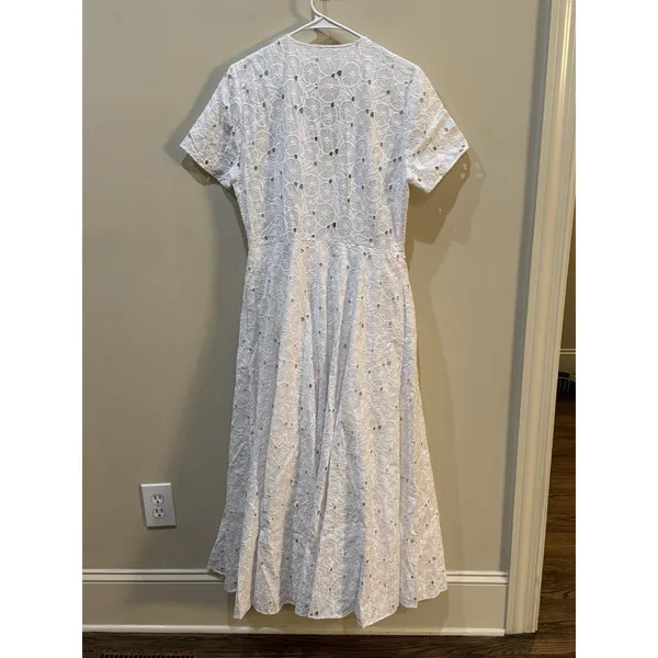DYVNA Floral‎ Cutwork Maxi Dress White Size 12 Hammered Buttons Lace Eyelet - Image 3