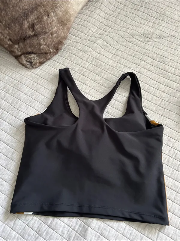Sage black stripe workout racer back crop tank top M - Image 7