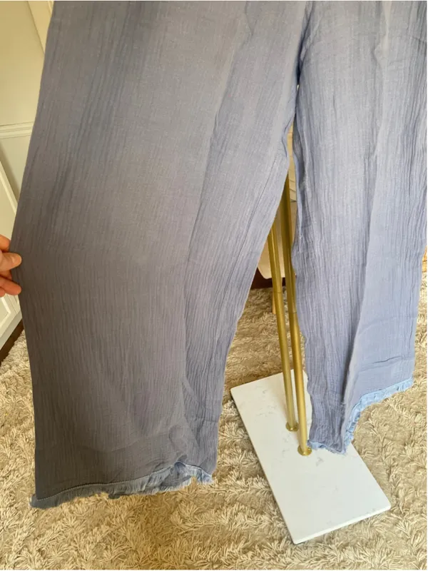 Misslook Wide Leg Cotton Gauze Pants Coastal Boho Beach Y2K Lagenlook Relaxed XL - Image 5