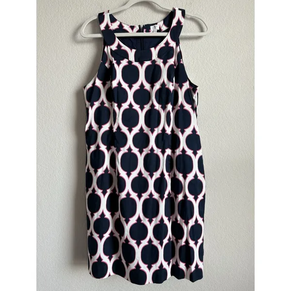 Crown & Ivy Seaside Lattice Printed Sleeveless Dress Navy Womens Sz‎ 14 Coastal - Image 5