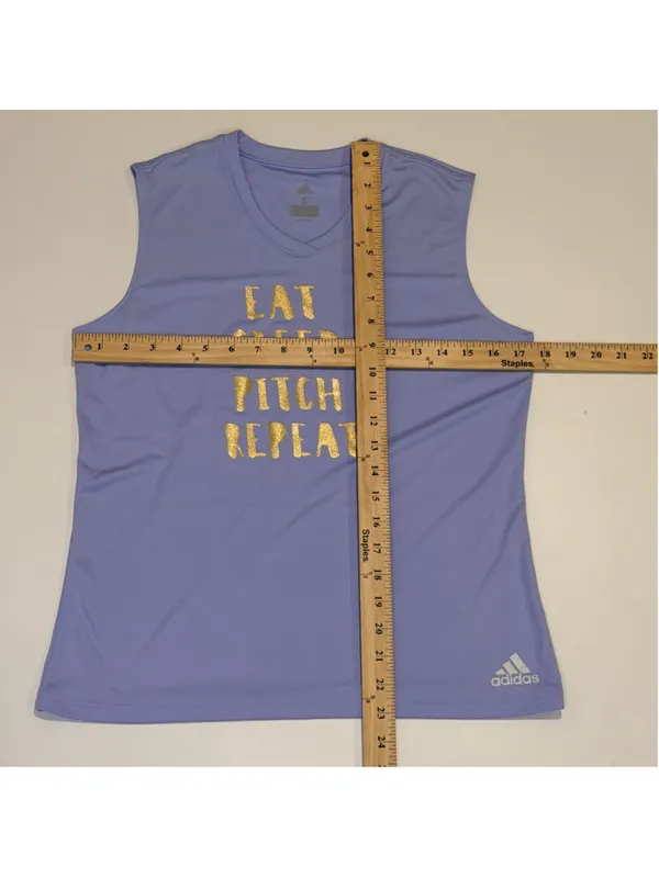adidas Women’s Small Purple Softball Tank Top Eat Sleep Pitch Repeat - Image 2