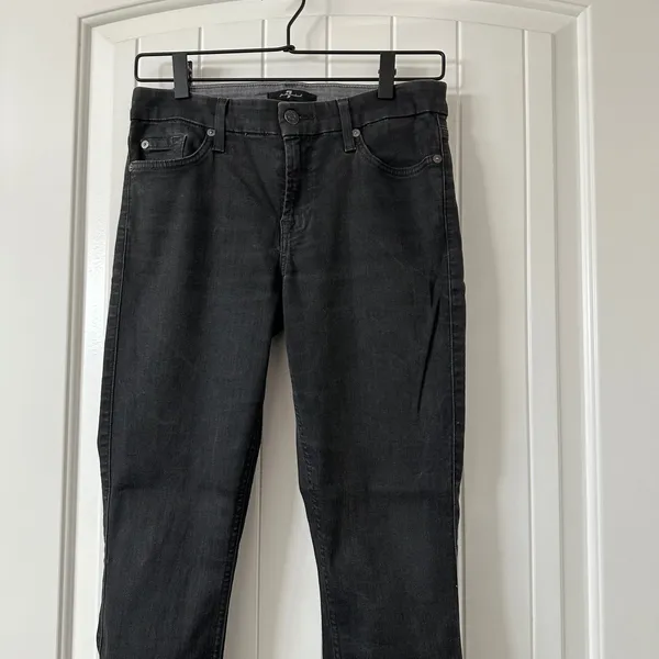 7 For‎ All Mankind Ankle Skinny Jeans Black Wash Denim Size 28 - Image 2