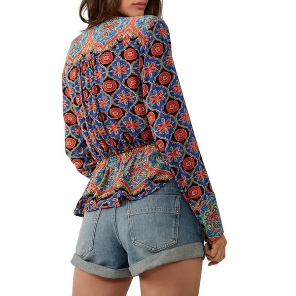 Free‎ People Falling For You Floral Print Peplum Top Boho Cropped Small - Image 3